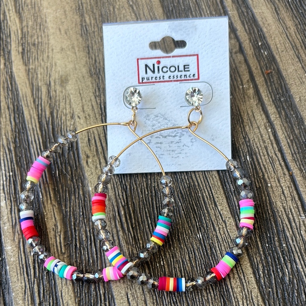 Nicole Colorful Beaded Hoop Earrings